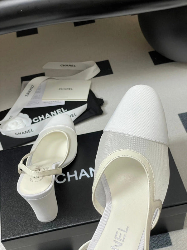 CC 26s Slingback 95 White Mesh Fabric Sheepskin 649441