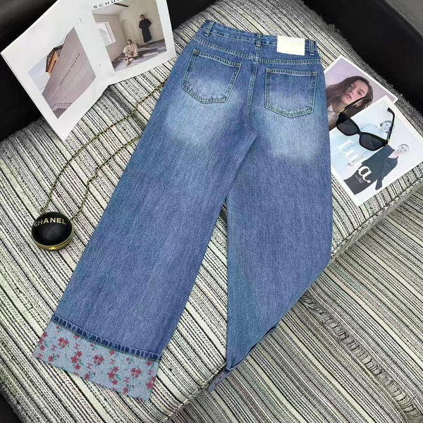 Chanel 2026 Jean With Floral Embroidered Pattern Blue Cotton 358658