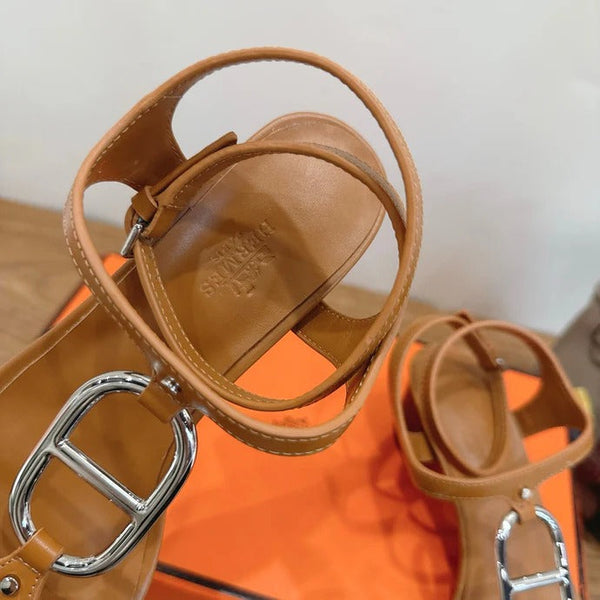 HM 26ss High-heeled Sandals 50 Brown Genuine Leather 638531