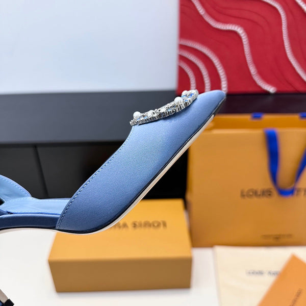 LV 26s Slingback 75 Light Blue Premium Satin 622435