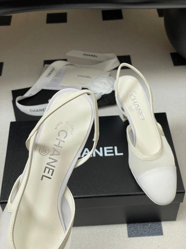 CC 26s Slingback 65 White Mesh Fabric Sheepskin 649445