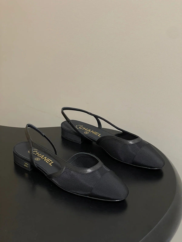 CC 26s Slingback Black Mesh Fabric Sheepskin 649450