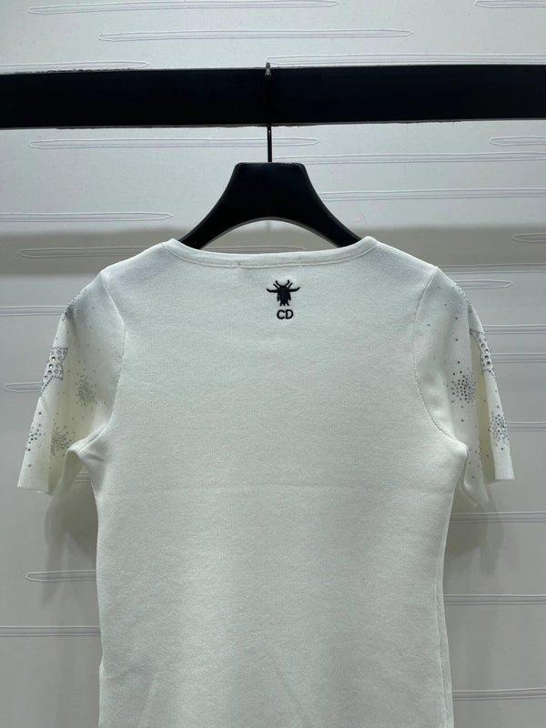 Dior 2026 Firework Neck Knit Short-Sleeve Top Wool 352601