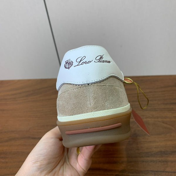 LP 26SS Velcro-strap Men Sneaker Beige mix White Suede Leather 606508