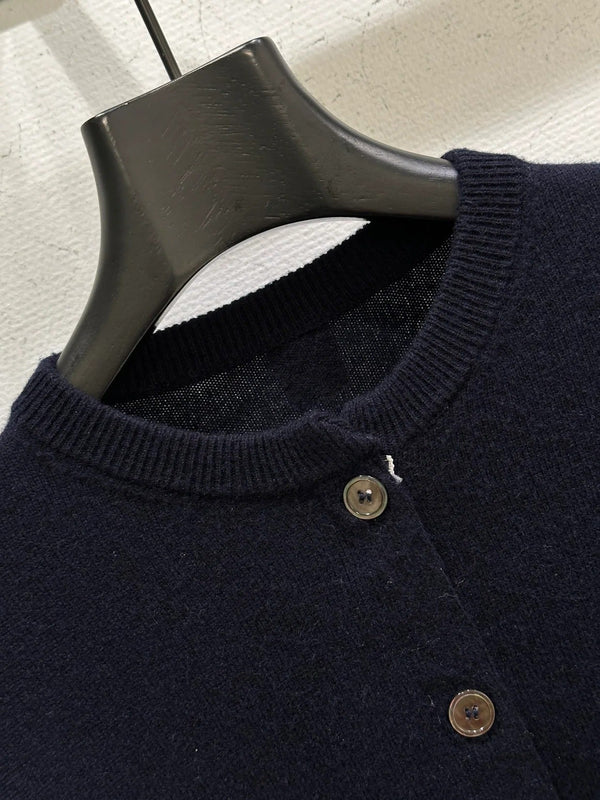 Miumiu 2026 Horse Cardigan Navy Blue Wool