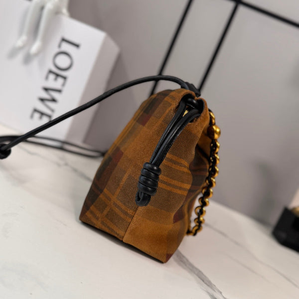 Loewe Flamenco Clutch Bag 30 Camel Black Suede 280517