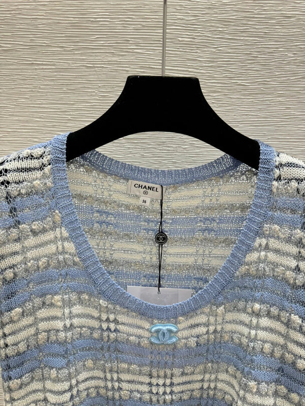 CC 2026 Striped Short-sleeved Shirt Blue Polyester Viscose 516783