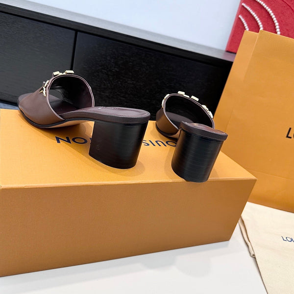 LV 26s High Heels 65 Sandals Chocolate Brown Calfskin 622404