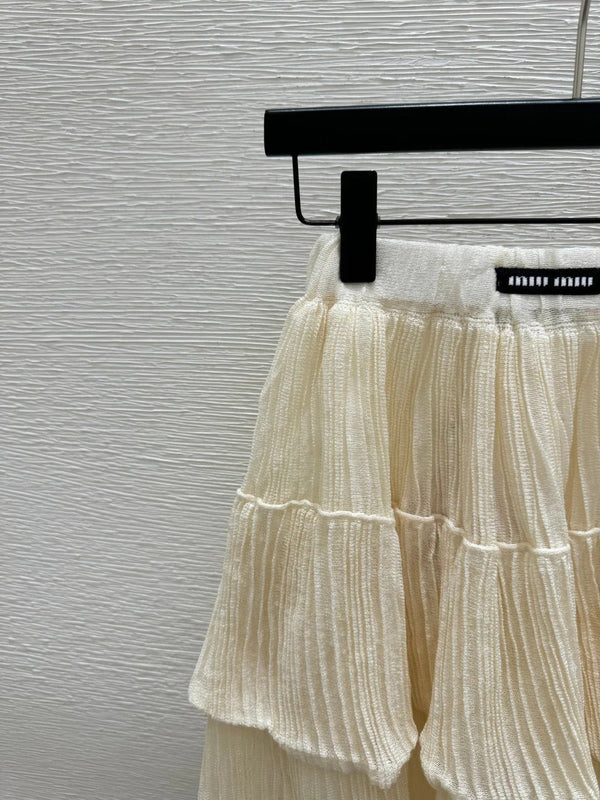 Miu 2026 Midi Skirt Beige Cotton 516813
