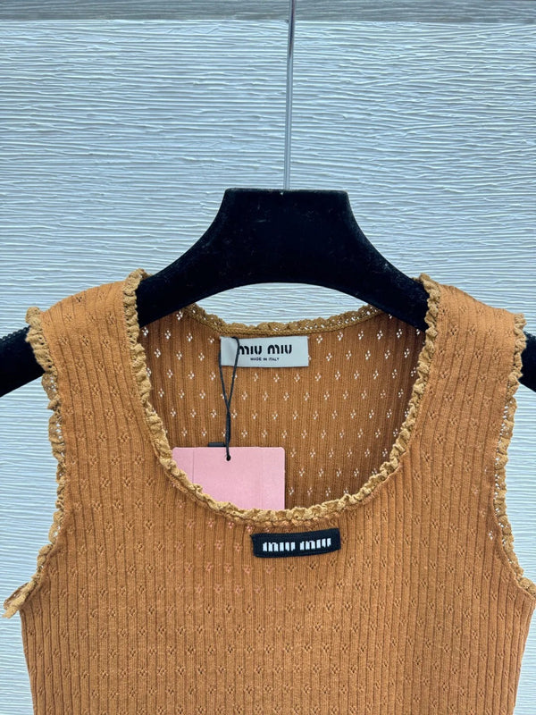 Miumiu 2026 Vest Navy Blue and Brown Wool 132749