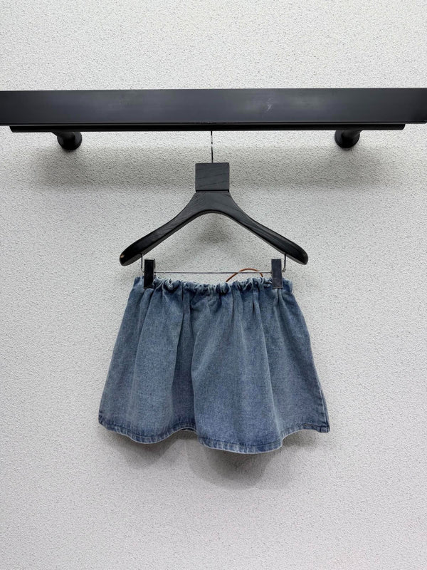 Miu 2026 Denim Midi Skirt Blue Cotton 384244