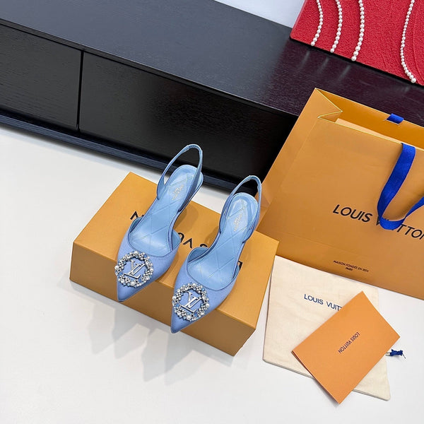 LV 26s Slingback 75 Light Blue Premium Satin 622435