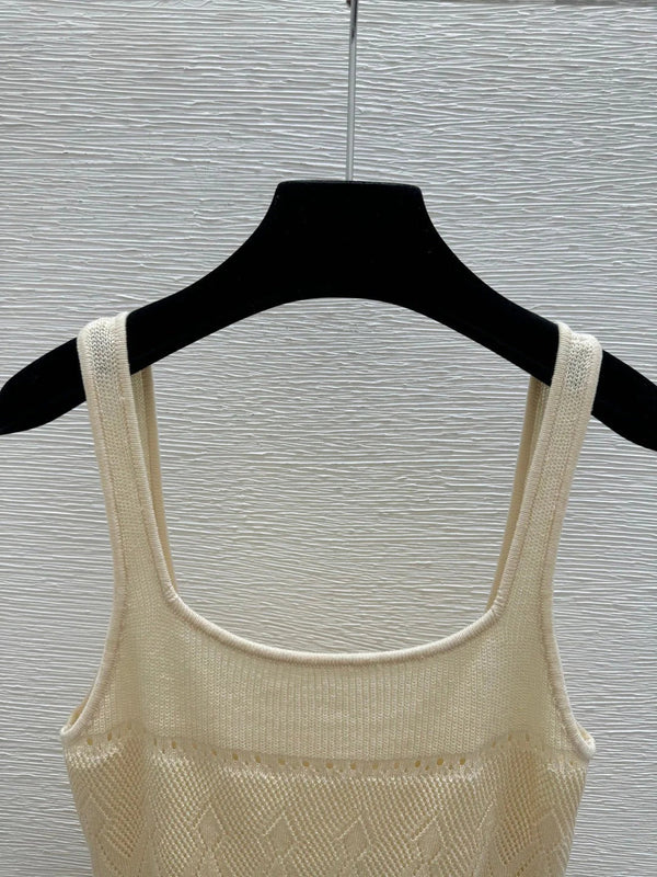 CC 2026 Round Neck Knitted Suspender Dress Yellow Linen 516040
