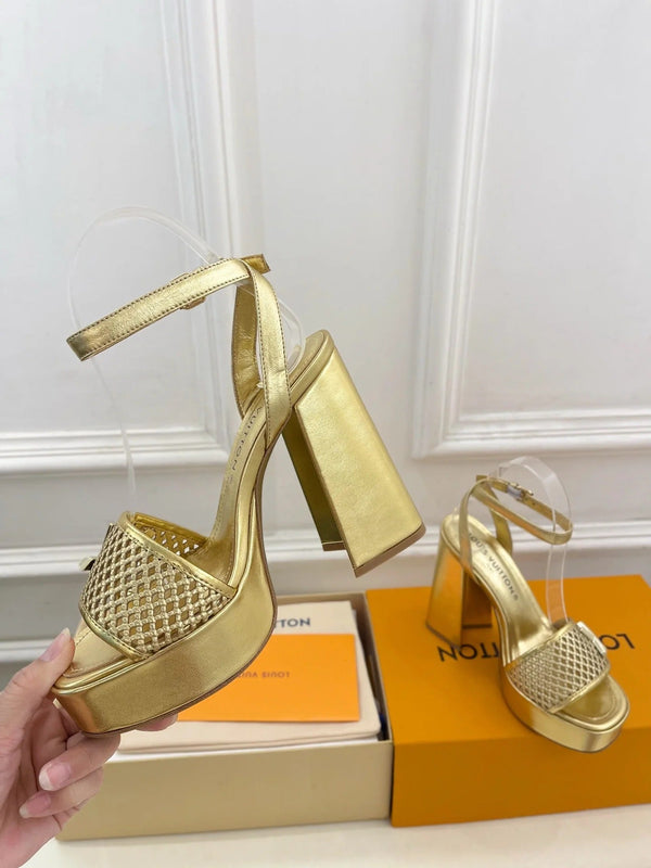 Louis Vuitton 2025 Shake One-Strap Platform Sandal Gold Calfskin