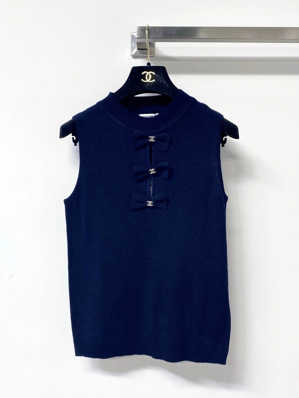 CC 2026 Rib-Knit Sleeveless Bow Details Wool 410640
