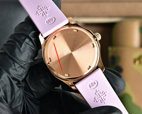 Patek Aquanaut 35.6mm Rose Gold Case Purple Strap Watch
