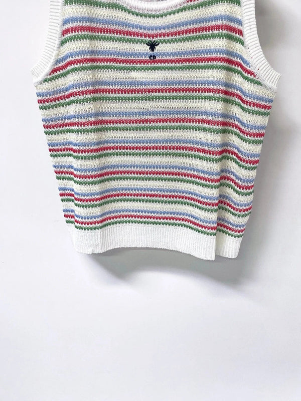 CD 2026 Multi Color Striped Knit Vest Wool Laine 405745