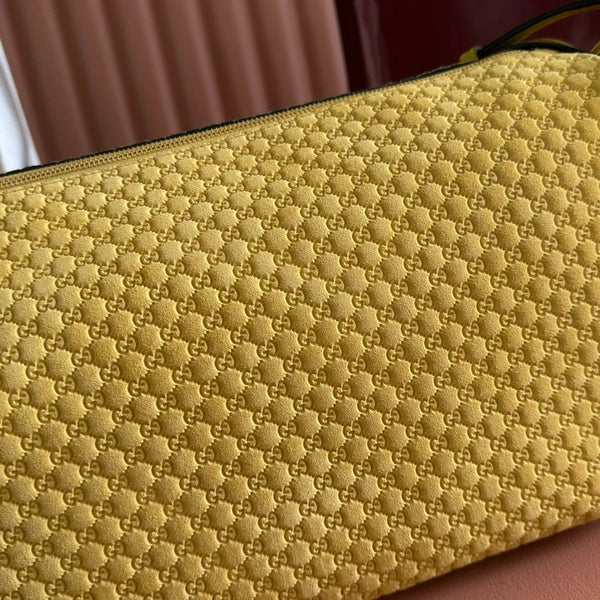 Gucci 2026 Half Horsebit Bag 38cm Yellow Suede Leather 277350