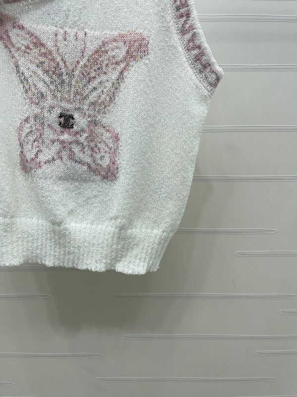 Chanel 2026 Butterfly Off-Shoulder Knitted Vest Wool Cashmere