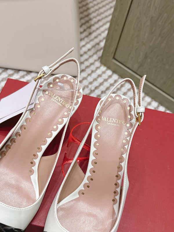 VT 26s Slingback 70 White Brown Calfskin 612244
