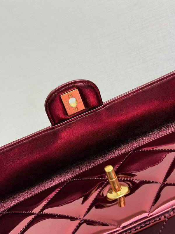 Chanel Flap Bag With Top Handle Metallic Mirror Calfskin And Gold-Tone Metal