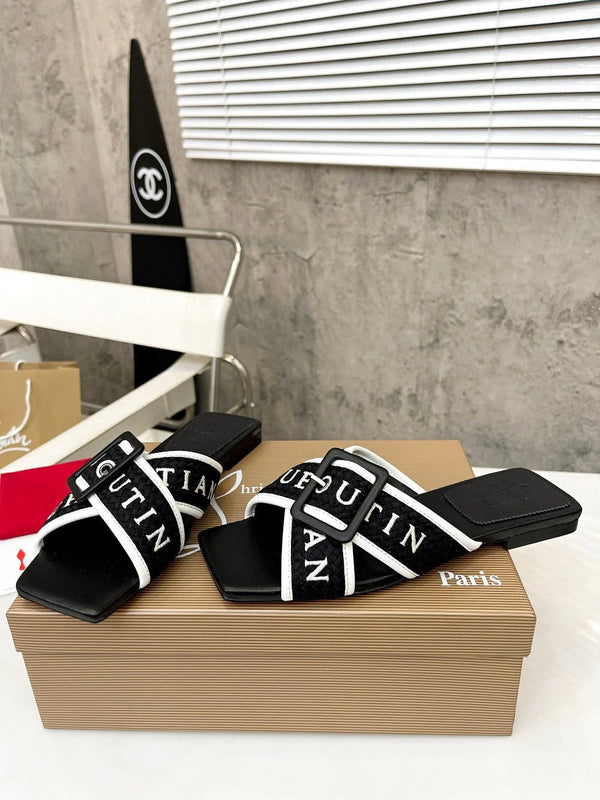 CL 2026 Crossimule Flat Slides Canvas Leather 780389