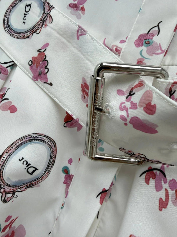 CD 2026 Floral Stand Collar Slim Waist Shirt Dress Polyester 392333