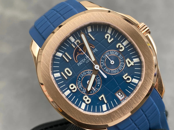 Patek Philippe Aquanaut Luce Annual Calendar 40mm Gold Case Blue Rubber Strap
