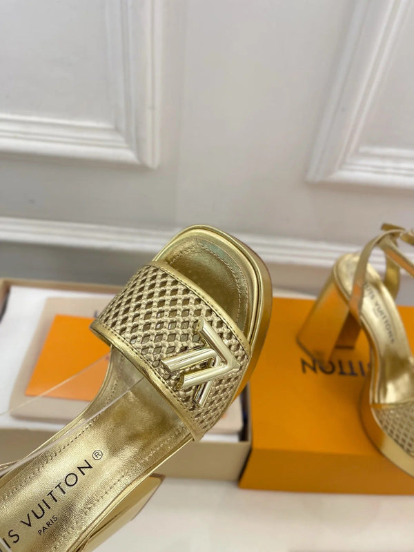 Louis Vuitton 2025 Shake One-Strap Platform Sandal Gold Calfskin