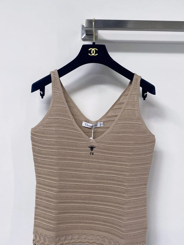 CD 2026 Knitted Tank Top V-neckline Brown Polyamide 479869