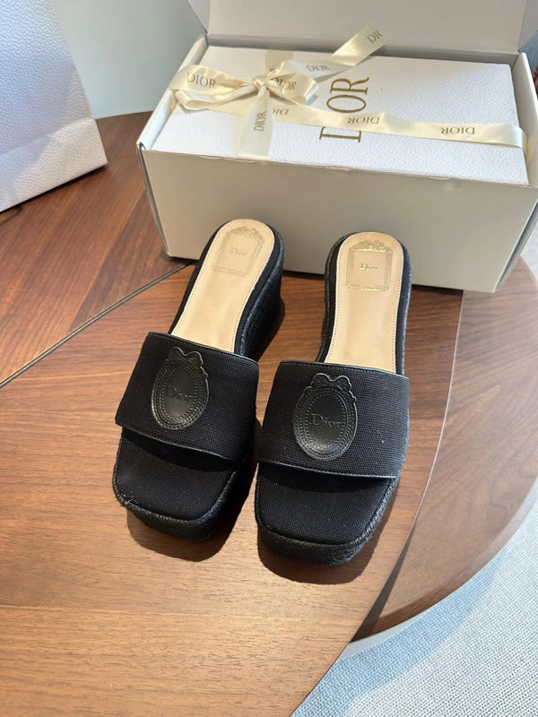 CD 26s Medaillon Wedge Sandals Slide 95mm Denim 976902