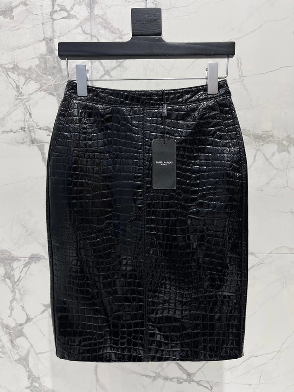 YSL 25S CROC LEATHER SKIRT STYLE 108