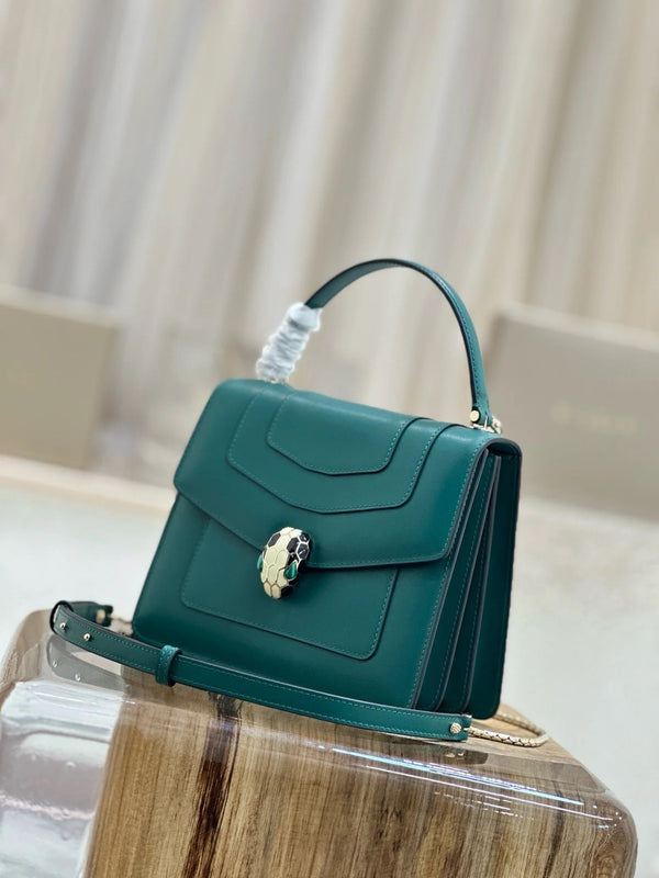 Bvlgari 2025 Serpenti Forever Bag 18cm Emerald Green Calfskin