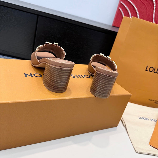 LV 26s High Heels 65 Sandals Light Brown Calfskin 622396