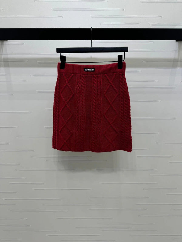 MIUMIU KNIT TOP AND SKIRT SET STYLE 752