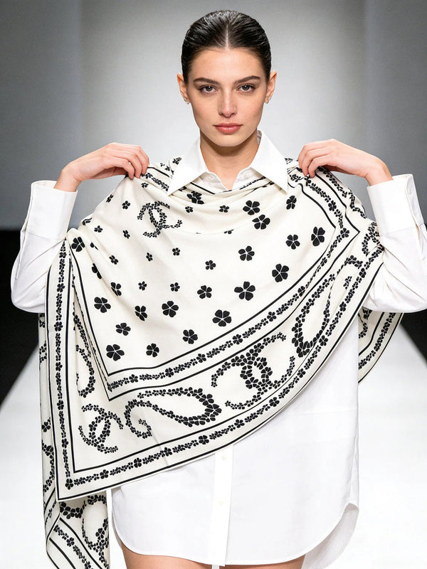 CHANEL 25S SCARF 135 CM IN CASHMERE SILK 943685