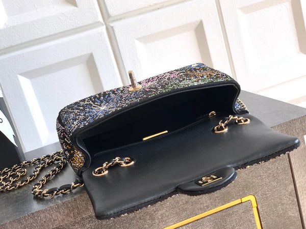 Chanel 2026 Evening Bag 20cm Black Mix Colors Strass Leather