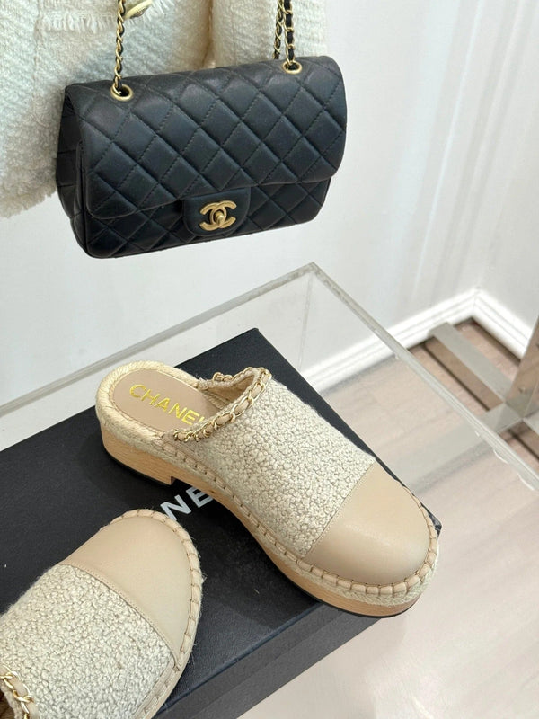 CC Mules 25ss 30 Mm In Beige Lambskin Mix Wool