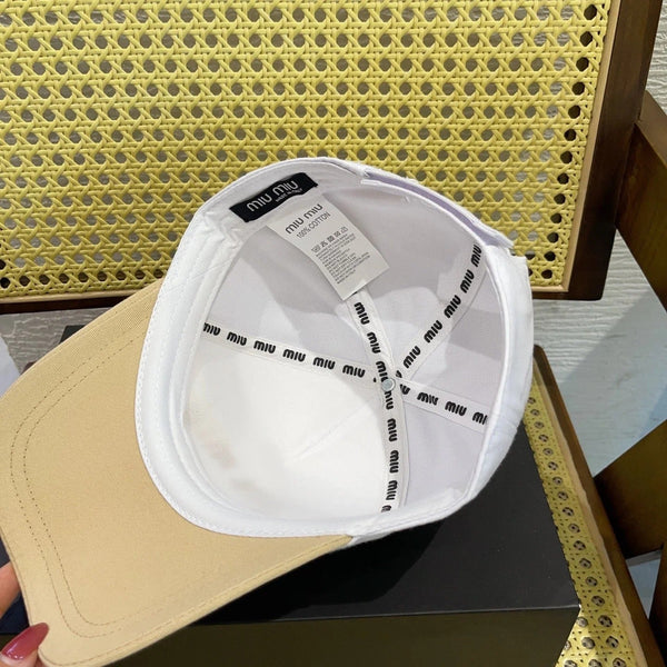 MM BASEBALL CAP IN WHITE MIX BEIGE FABRIC WITH LOGO EMBROIDERY