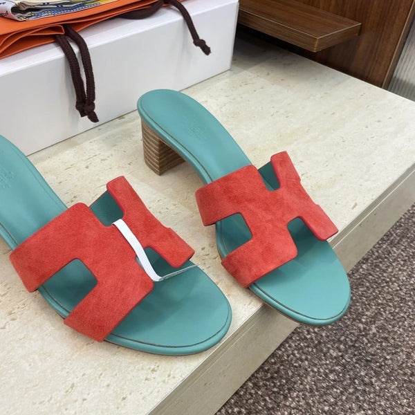 HM 26ss Oran Sandals 45 Turquoise Red Suede Cowhide 607212