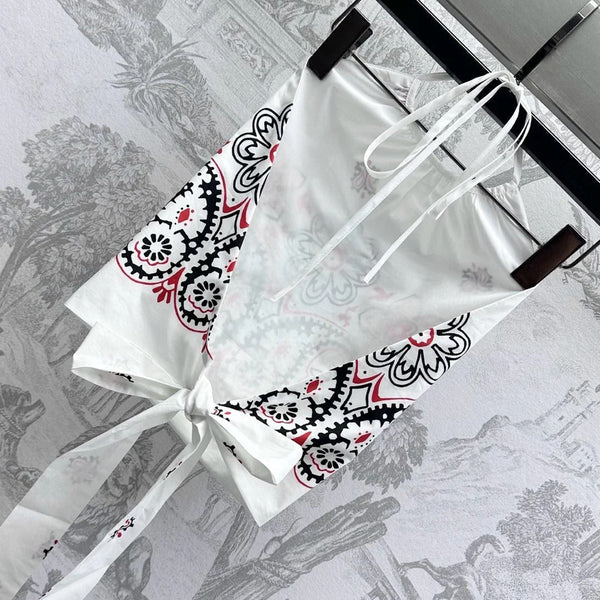 MIUMIU HALTER NECK TOP WITH PRINT 267875