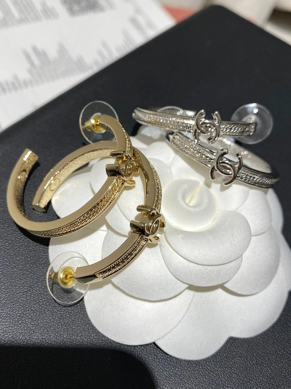 CC Double C Snake Bone Circular Hoop Earrings