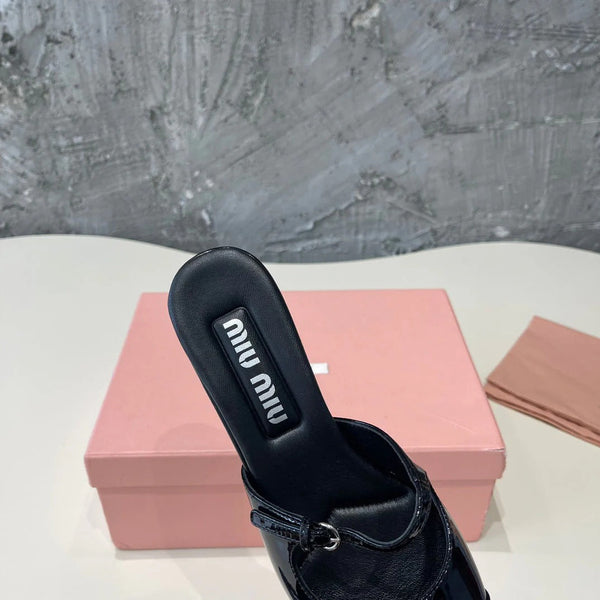 CAP TOE MULES BLACK SHEEPSKIN