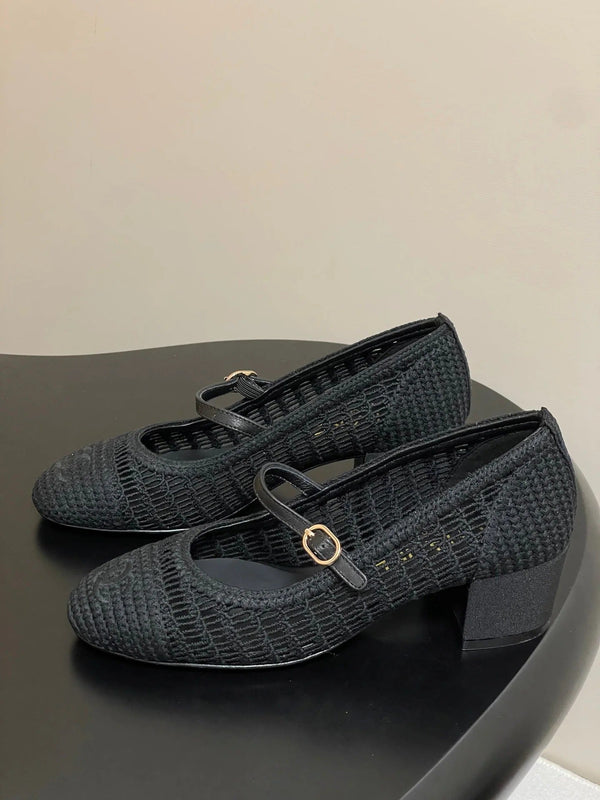 HIGH BALLET MARY JANE 50MM IN BLACK RAFFIA