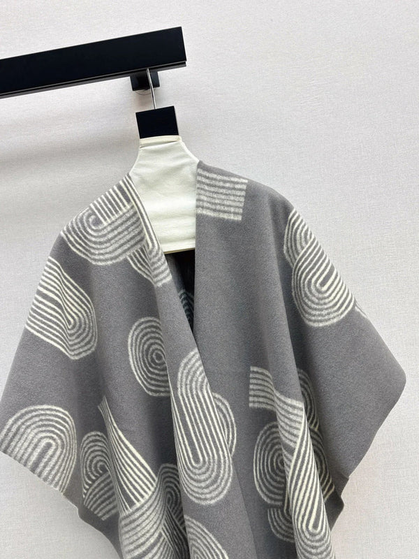 HERMES 25S JACQUARD CAPE COAT 320