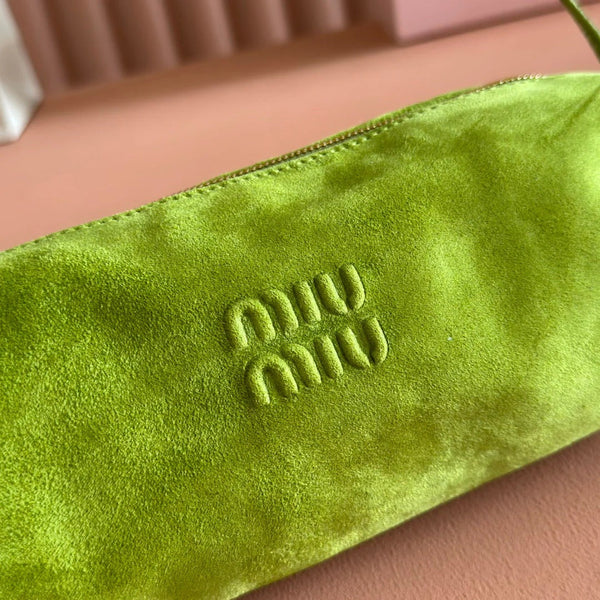 SUEDE BAG 22 BRIGHT LIME GREEN GOLD HARDWARE