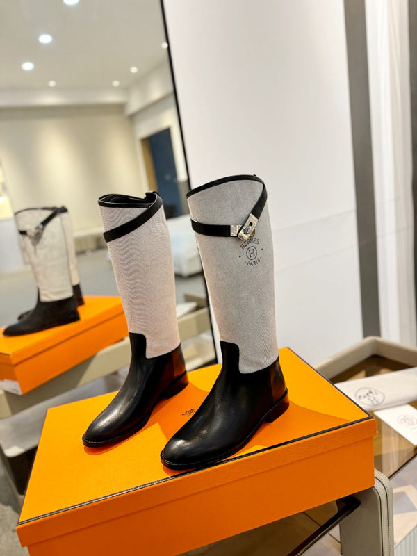 HM Jumping Boot 20mm Black Mix Grey White Cowhide And Tech Fabric 961653