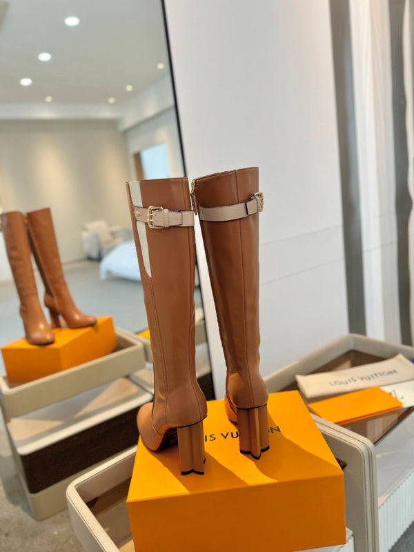 LV Donna High Boot 9.5 Brown Calfskin 573881