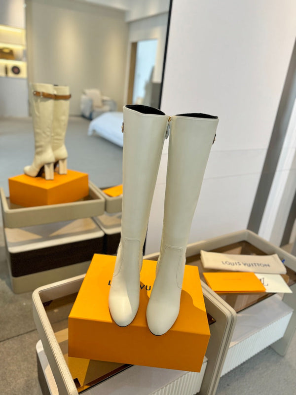 LV Donna High Boot 9.5 Cream Calfskin 573880