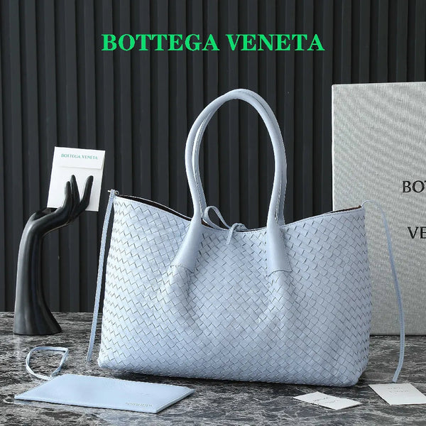 BV Pinacoteca Bag 43cm Sky blue Intrecciato Calfskin & Suede